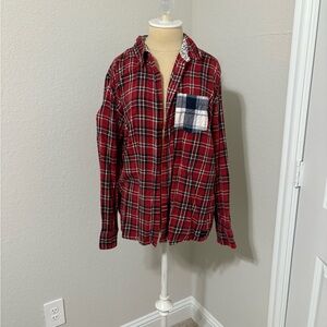 Wildflower Element Red and Blue Checkered Button Down Shirt